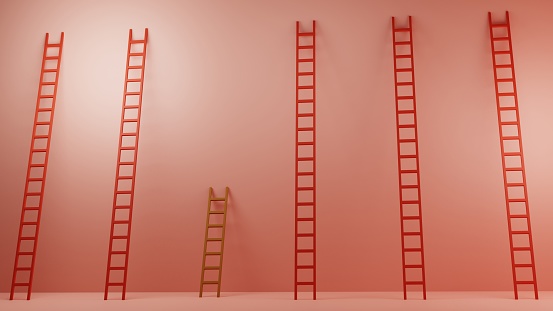 Ladder of Success, Winner, Opportunity, Inequality, Concept for presentation, 3D illustration background