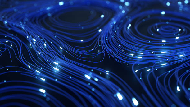 fondo de conexión de red abstracto - fiber optic computer network communication blue fotografías e imágenes de stock