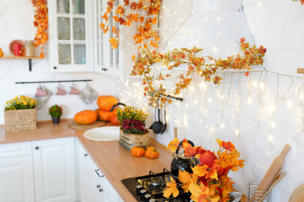 istock autumn decorations in the kitchen on wood table 1277347248