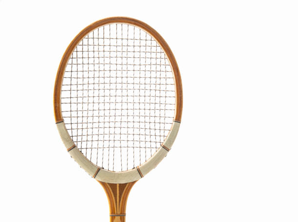 istock Vintage tennis racket over white background 1277348850