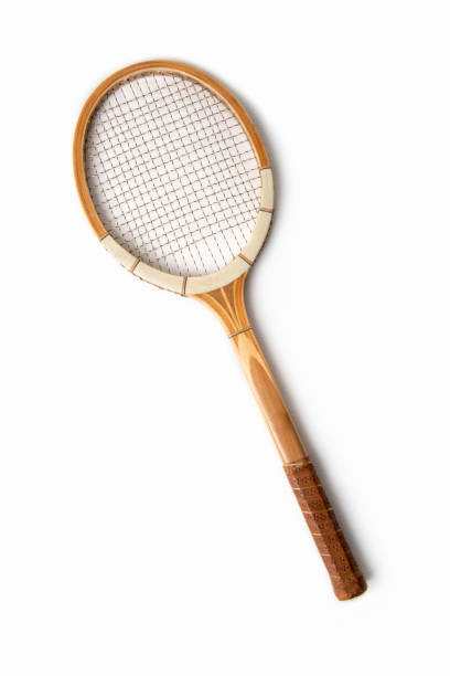 istock Vintage tennis racket over white background 1277348912