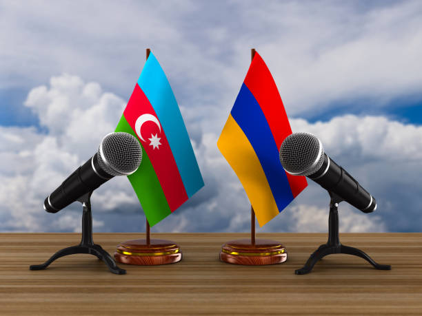Relationship between Armenia and Azerbaijan. 3D illustration