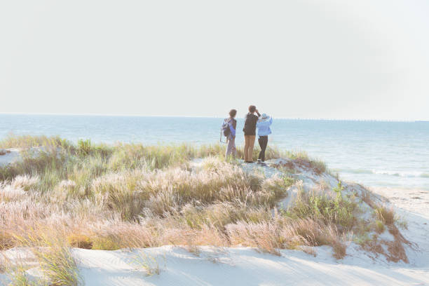 istock Friends hiking, exploring and viewing the ocean 1277357023