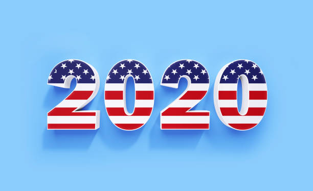 istock 2020 Textured with American Flag on Blue Background 1277357337