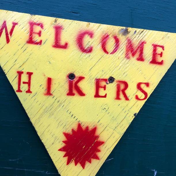 Welcome Hikers Sign stock photo