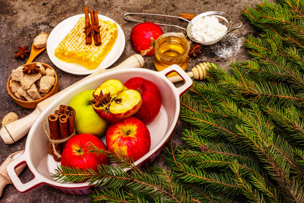 istock Apple pie baking concept. Ripe apples, fresh honey and healthy ingredients 1277366231
