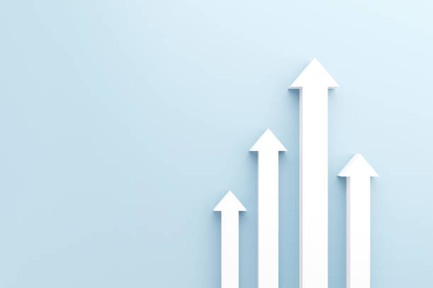 istock White arrow up to growth success, 3d render, progress way and forward achievement creative concept. 1277367965