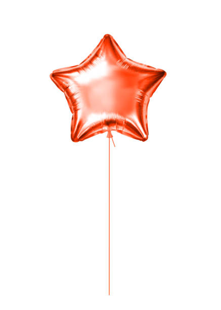 istock Red foil helium balloon star. Realistic inflated balloon isolated on white backdrop. Holiday gift. Festive decor element for any holiday. Entertainment industry subject. 1277370256
