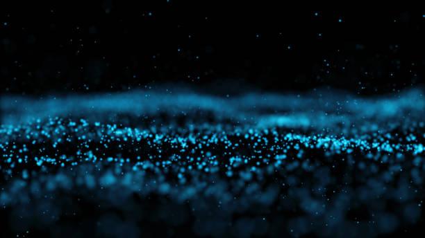istock Abstract blured blue waves and bokeh background.  Particles waves and rainning background. 1277370486