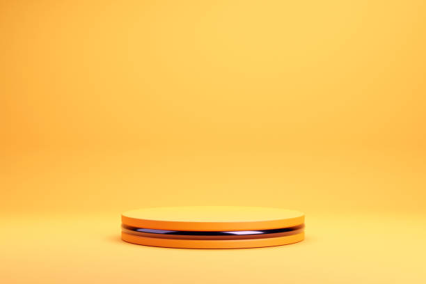 istock Orange podium and minimal abstract background for Halloween, 3d rendering geometric shape. 1277371180