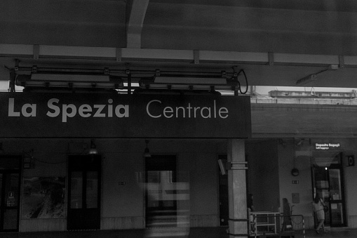 La Spezia, Cinque Terre, Italy - 26 June 2018: Board at La Spezia Centrale railway station, Cinque Terre, Italy