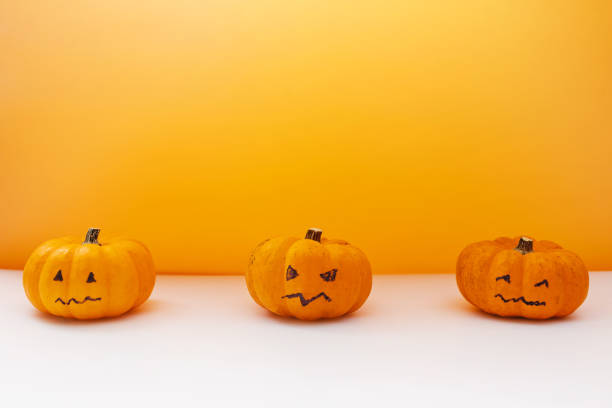 3D Halloween Pumpkin On Yellow Background
