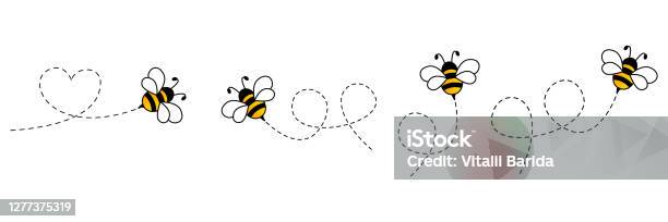 Cartoon Bee Icon Set - Arte vetorial de stock e mais imagens de Abelha - Abelha, Voar, Abelhão