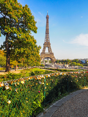 In September 2020, tourists were locking their love with padlocks as symbol in front of the Eiffel Tower in Paris.