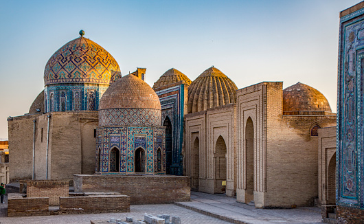 Courtyard view of madrassa in Samarkan, Uzbekistan