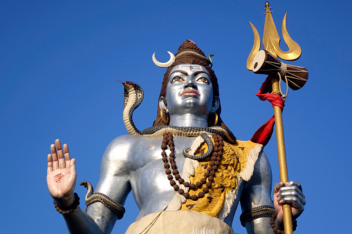 A giant statue of Lord Shiva on public display in Haridwar on the occasion of the Mahashvaratri Day.