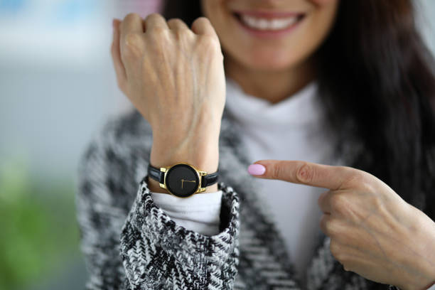 istock Happy lady and timepiece 1277385360