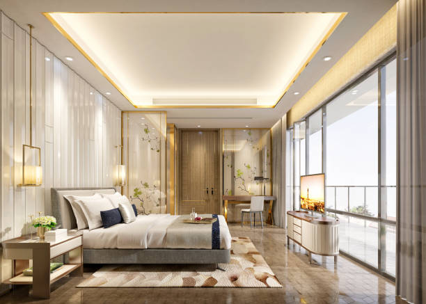 istock 3d render of luxury hotel room 1277385898