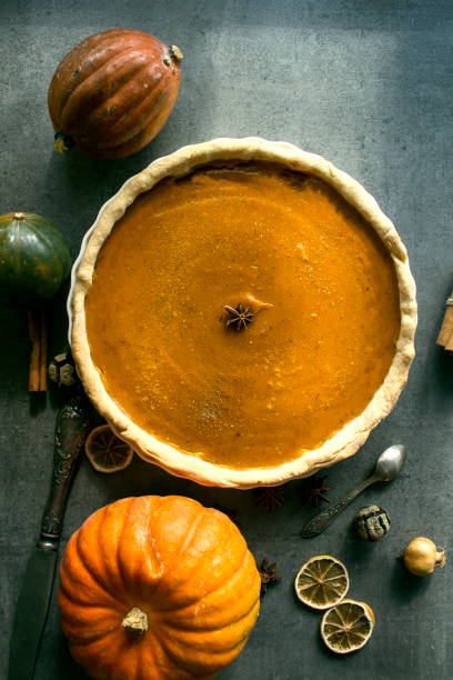 istock Homemade pumpkin pie on a table. 1277387484