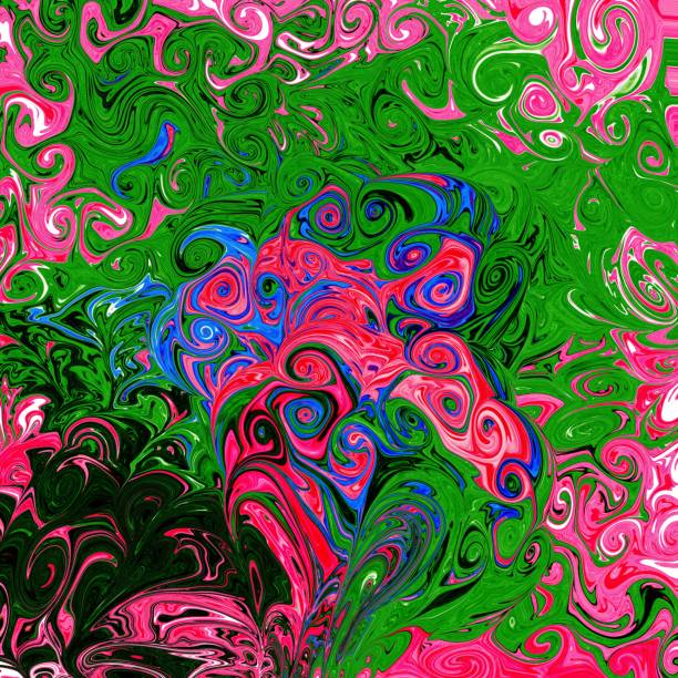 istock Abstract pattern with flowers. liquid acrylic artwork can be used for background or poster in green, blue and pink tones color. digital art painting. on abstract background 1277389159