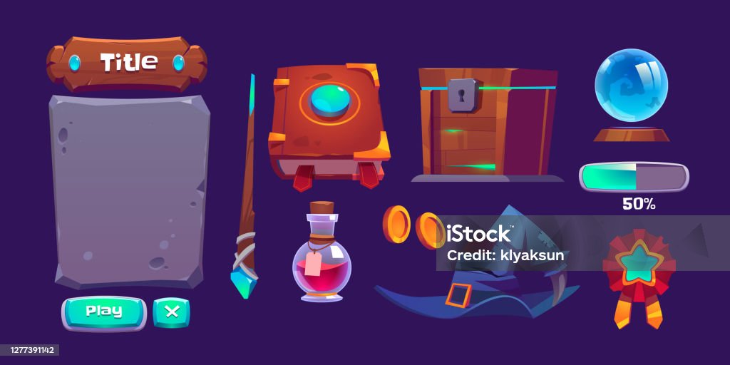 Vector Set Of Magic Game Interface Elements Stock Illustration ...