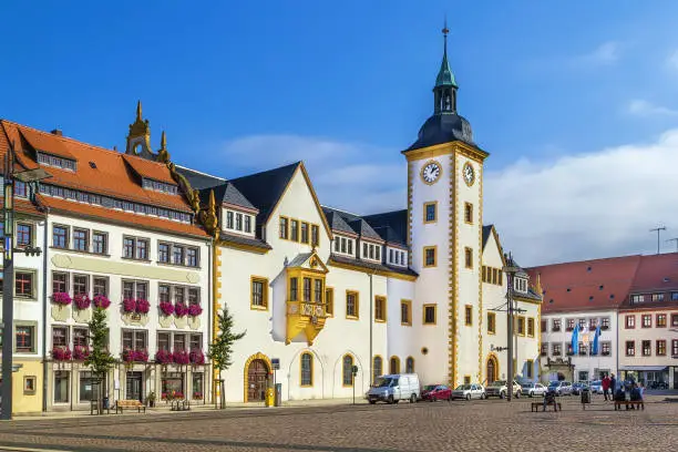 Freiberg town hall on main market square, Germany