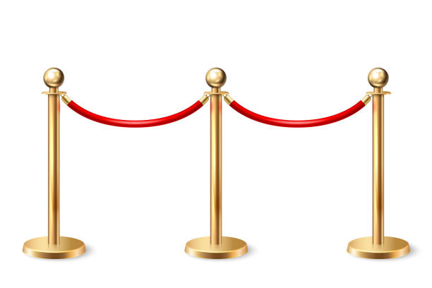 Vector 3d Realistic Fence for the Red Carpet Closeup Isolated on White Background. Red Barrier Rope. Golden pole. Front View. Luxury, VIP concept. Equipment for Events Vector 3d Realistic Fence for the Red Carpet Closeup Isolated on White Background. Red Barrier Rope. Golden pole. Front View. Luxury, VIP concept. Equipment for Events. red carpet stock illustrations