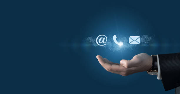 istock Hand shows icons of contacts . 1277396554