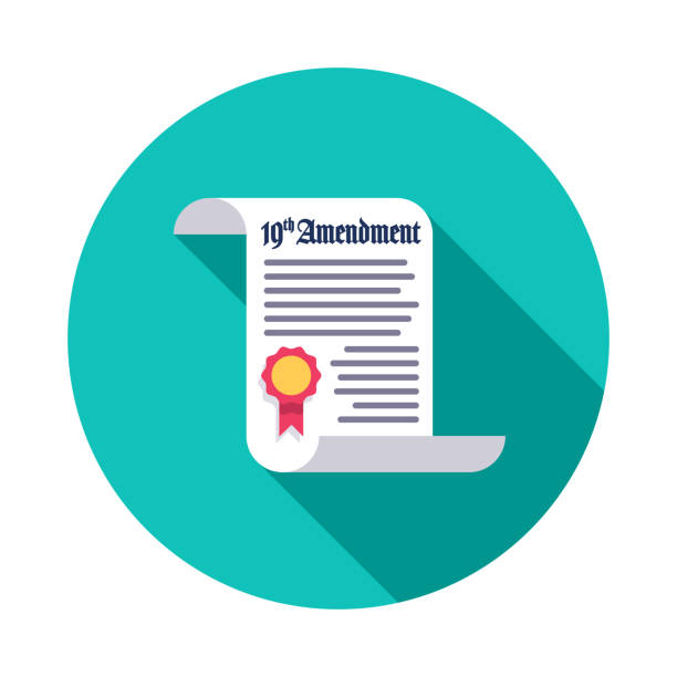 19th Amendment Women's Vote Icon A flat design women’s vote icon with long side shadow. File is built in the CMYK color space for optimal printing. Color swatches are global so it’s easy to change colors across the document. us constitution stock illustrations