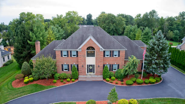 istock Large house aerial late Summer, front view 1277398174