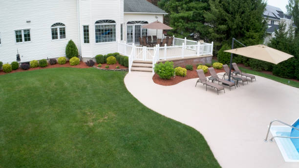 Large house estate property back yard patio
