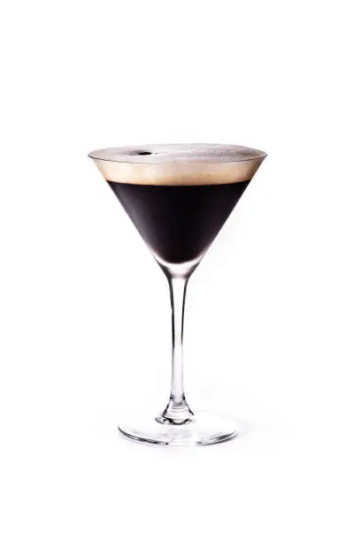 Martini espresso cocktail isolated on white background