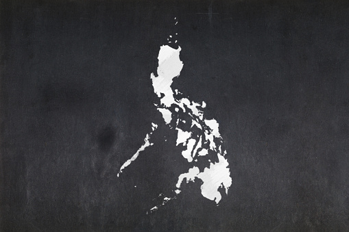 Blackboard with a the map of Philippines drawn in the middle.