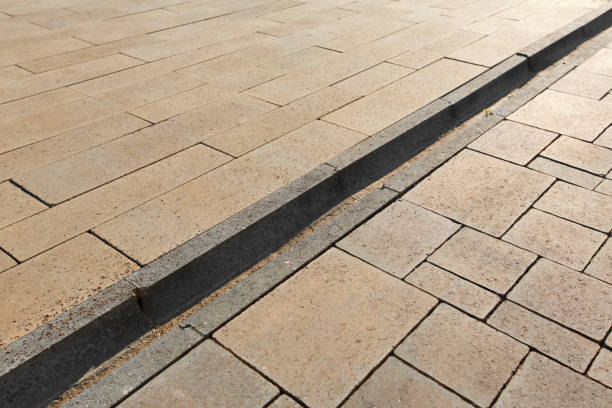 istock Concrete drainage gutters are connected on the sidewalk. 1277406052