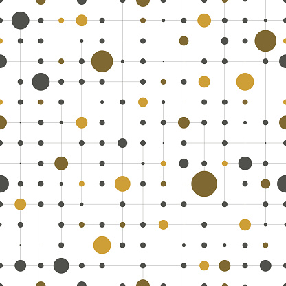 Geometric seamless pattern, grid texture with lines and dots. Vector.