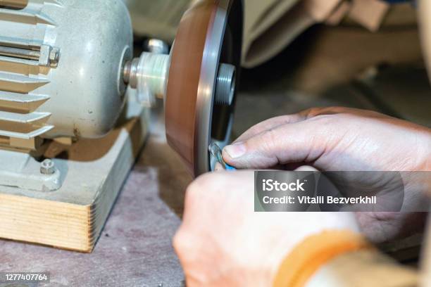 Male Shoemaker Placing A Double Cap Rivet With An Old Rivet Press Machine  Stock Photo - Download Image Now - iStock