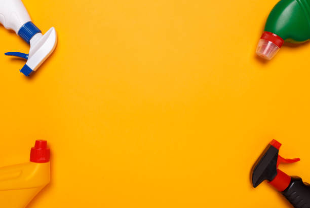 istock means for cleaning the house on a yellow background. place for text 1277409585