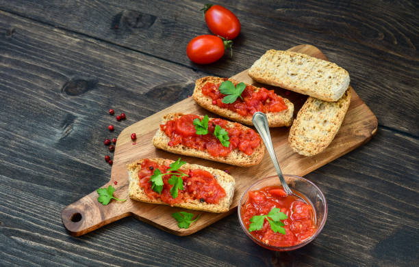 istock Italian bruschetta with tomatoes 1277410058