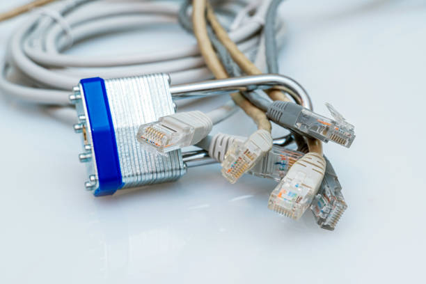 istock bundle of network wires blocked with metal padlock on white background 1277410474