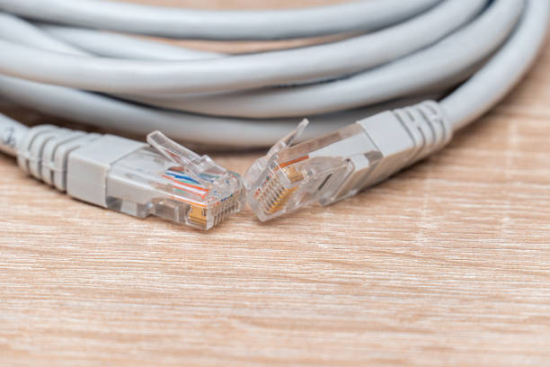 istock Bundle of network wires with connectors close up 1277410514