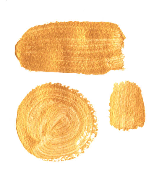 istock A set of textured gold paint strokes and a circle on white background 1277411112