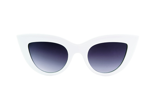 Sunglasses retro sunglasses in white rim on a white background.