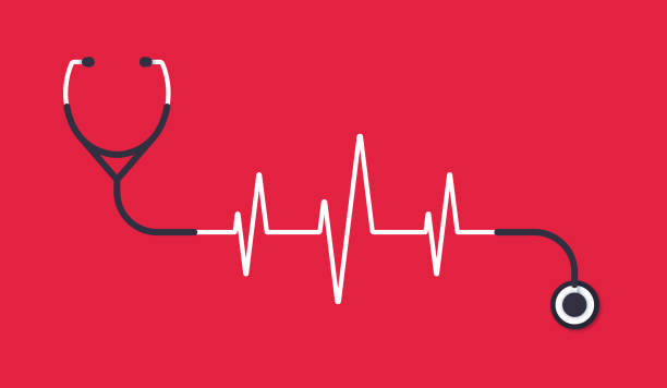 ilustraciones, imágenes clip art, dibujos animados e iconos de stock de stethoscope heart pulse trace concept illustration - sistema de conducción cardíaco