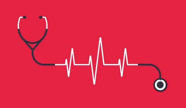 Vector illustration of Stethoscope Heart Pulse Trace Concept Illustration