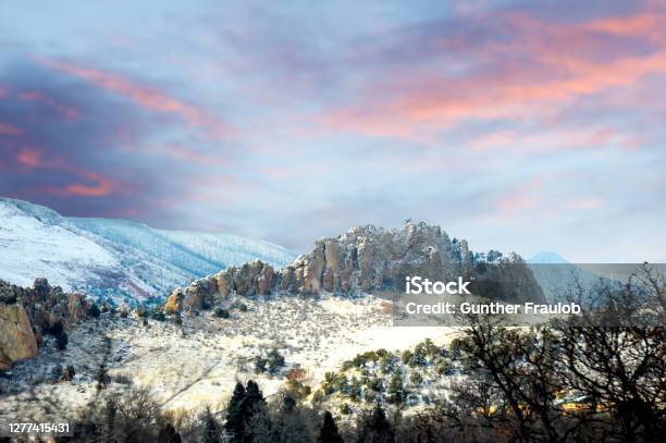 Garden Of The Gods Colorado After A Winter Dusting Stock Photo - Download Image Now
