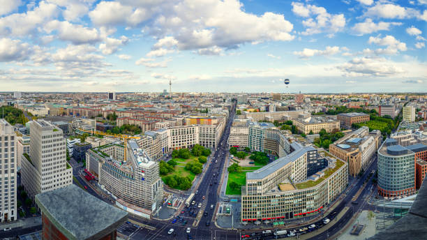 Berlin panoramic view at central berlin berlin germany urban road panoramic germany stock pictures, royalty-free photos & images