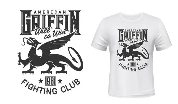 Vector illustration of Griffin or gryphon animal mascot t-shirt print