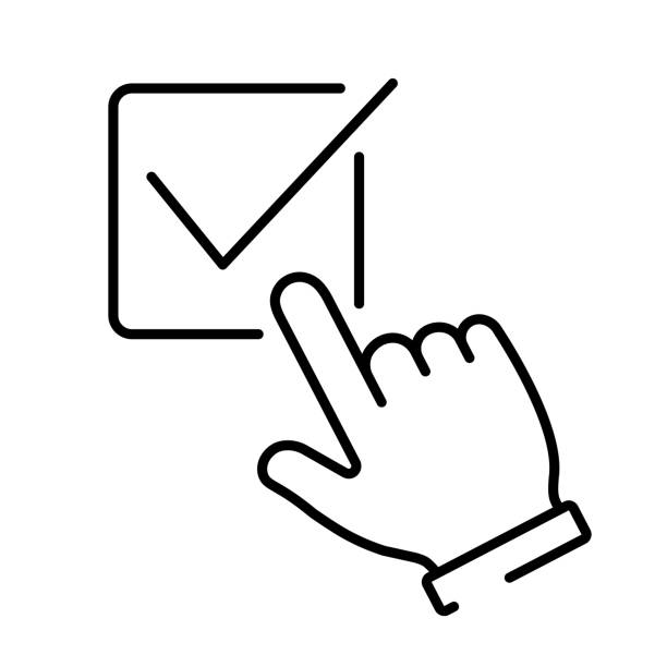 ilustrações de stock, clip art, desenhos animados e ícones de a simple linear icon of the correct choice made - interface icons election voting usa