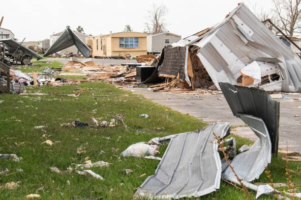 Property destroyed Mobile home park destroyed after Hurricane Laura property damage stock pictures, royalty-free photos & images