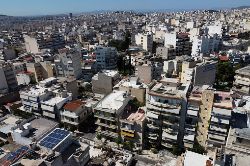 A shot of Athens city from high view point showing the highly populated area in Greece on August 29, 2020